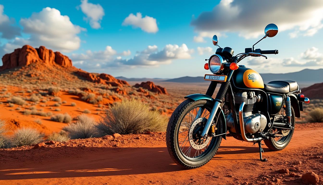 venez explorer les paysages époustouflants des terres rouges de madagascar à bord d'une royal enfield. une aventure unique vous attend, alliant sensations fortes et immersion culturelle au cœur de l'île aux parfums.