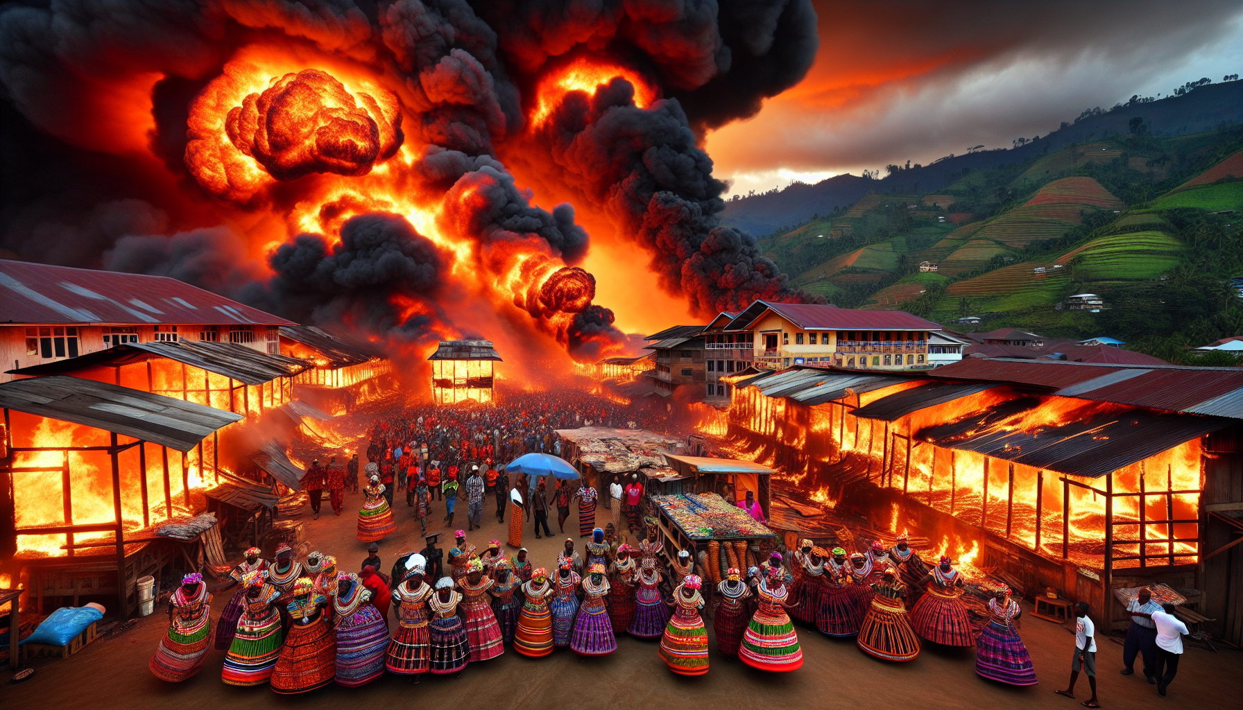 Un incendie ravage le marché Sabotsy à Antsirabé, Madagascar